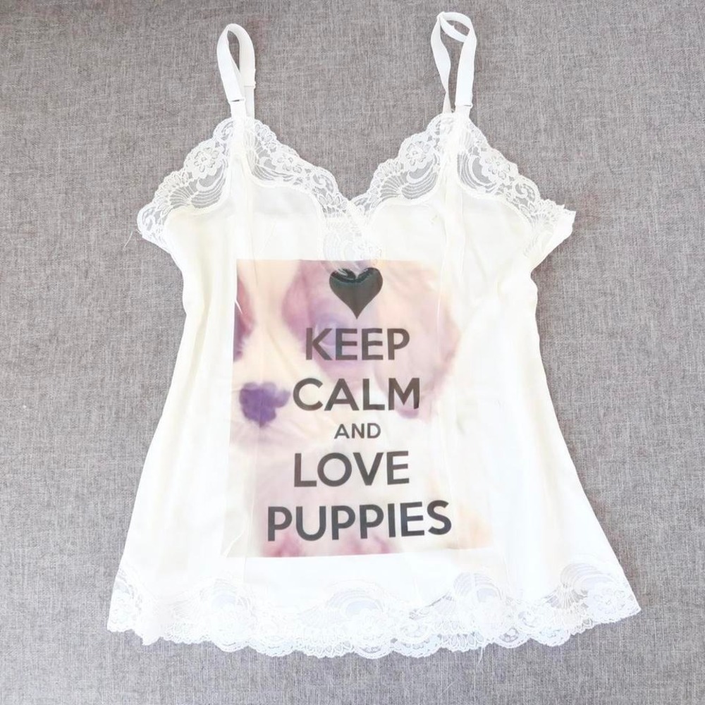 keep calm and love puppies‎ lace cami